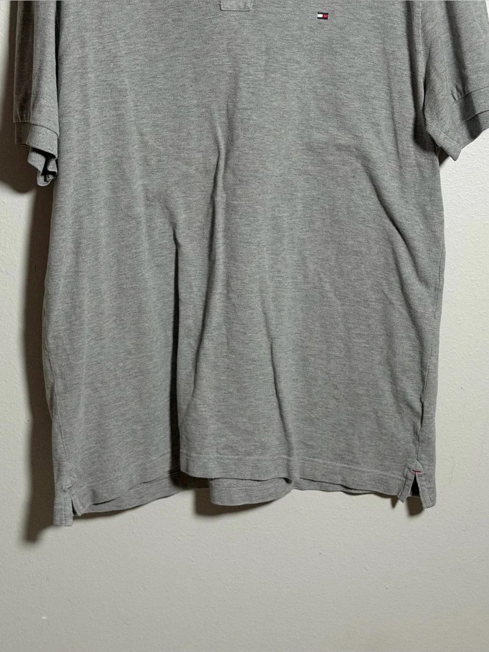 Tommy Hilfiger Men’s Grey Custom Fit Preppy Casual Polo Shirt Minimalist size XL